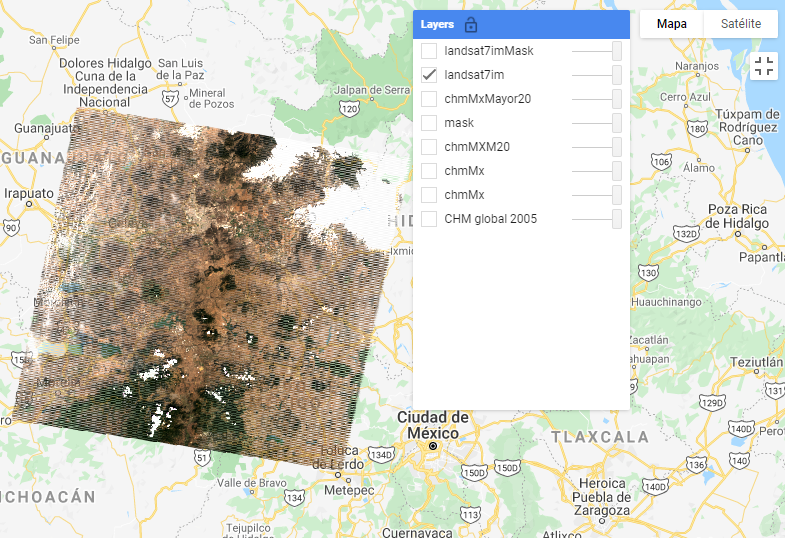 Imagen Landsat antes del enmascaramiento de nubes.