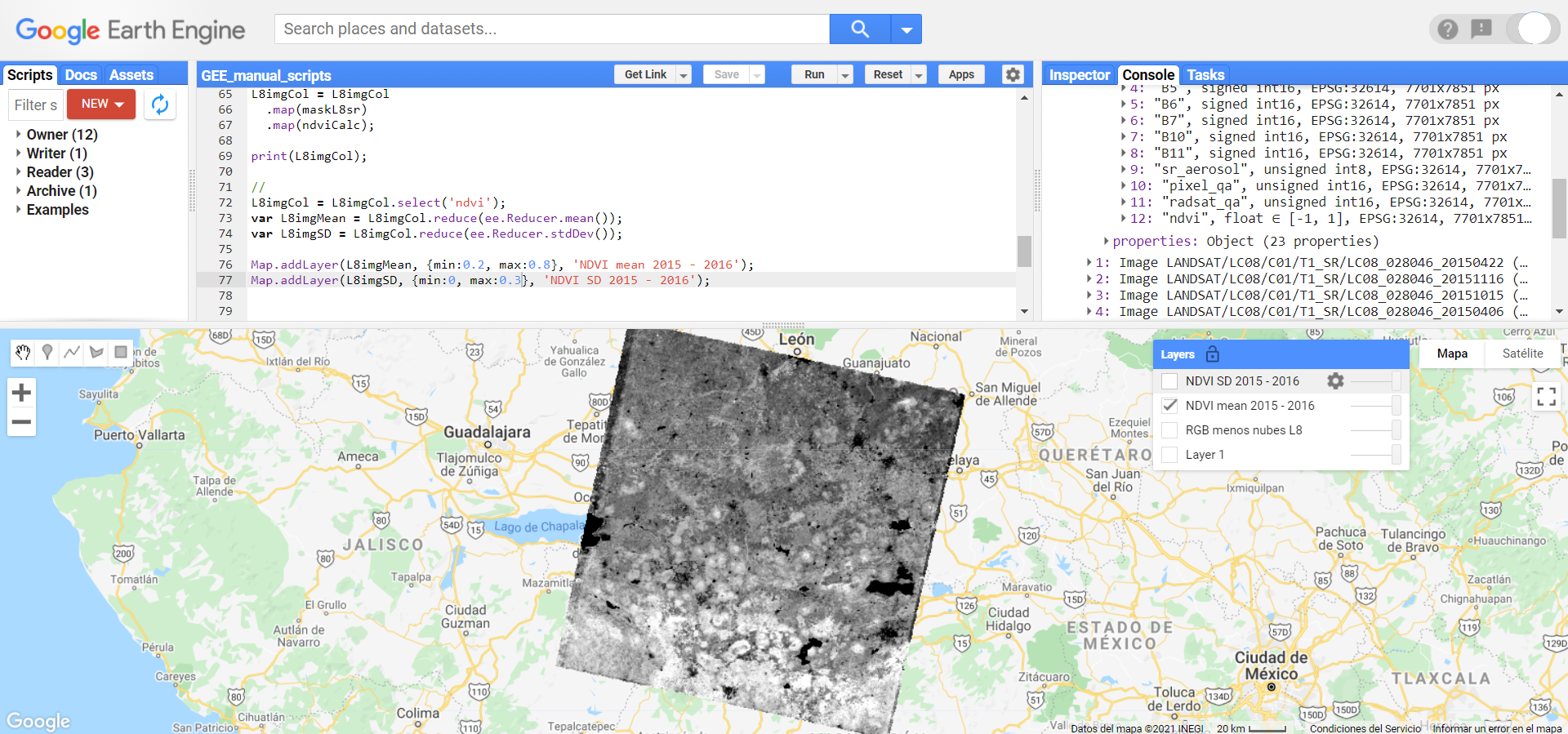 Visualización de la imagen de NDVI promedio.