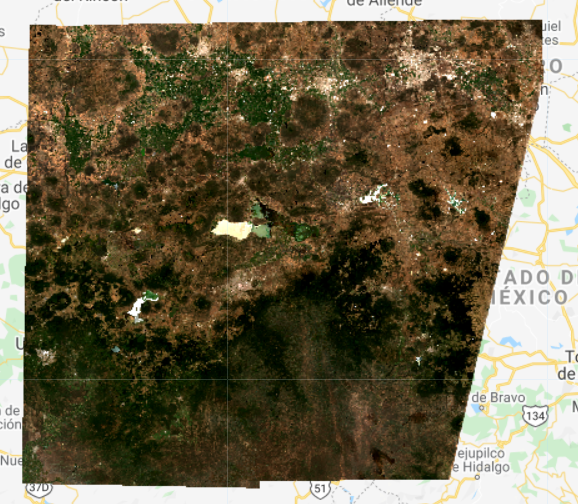 Visualización de la imagen de la reflectancia promedio con el método de mosaico de calidad (compuesto RGB).