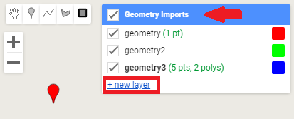 Herramienta de geometrías en la pantalla de mapas.