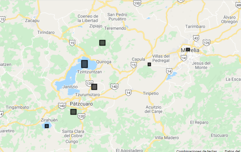 Visualización de los sitios de entrenamiento.